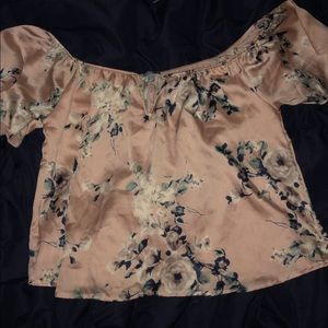 Satin off the shoulder crop top!